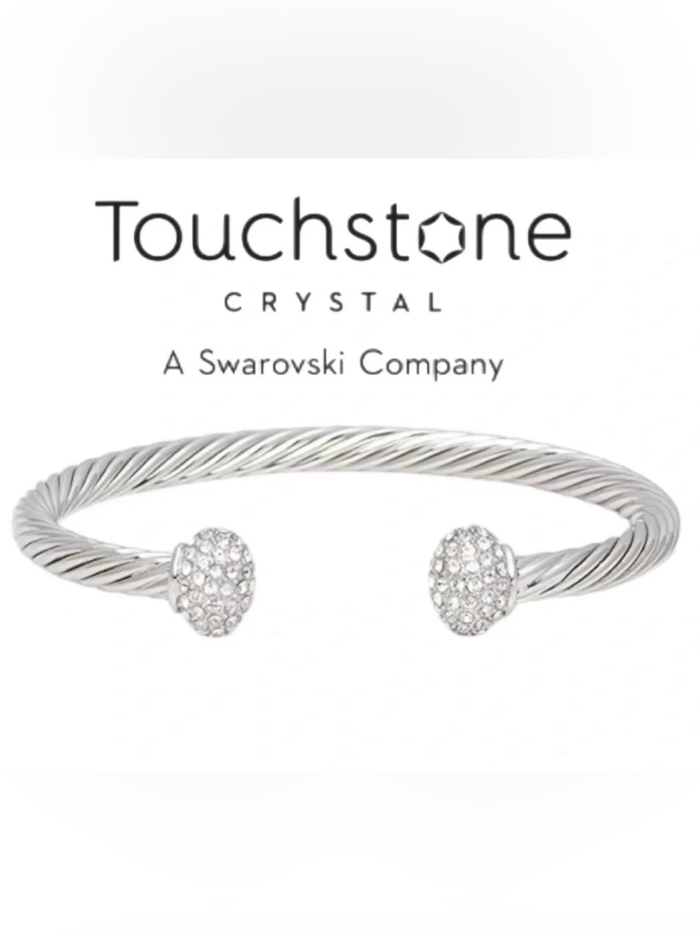 Touchstone Crystal by Swarovski Silver Pavé Ball Cable Cuff Bracelet - Riviera